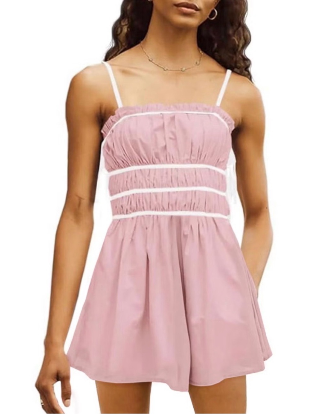 Imily Bela Romper Women XXL Pink Smocked Side Tie Cotton Soft Girl Baby Doll